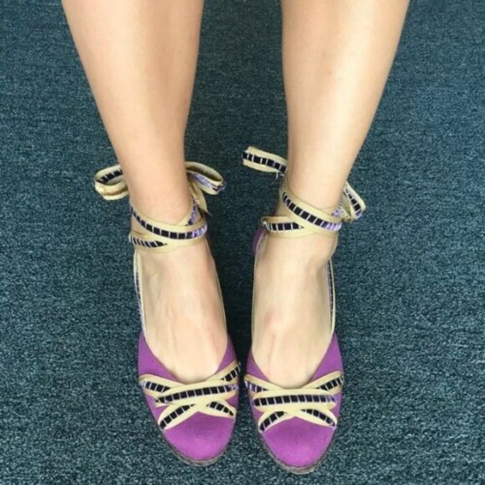 Vivienne Tam Ankle Ribbon Espadrilles in Purple (US 9 / EU40)